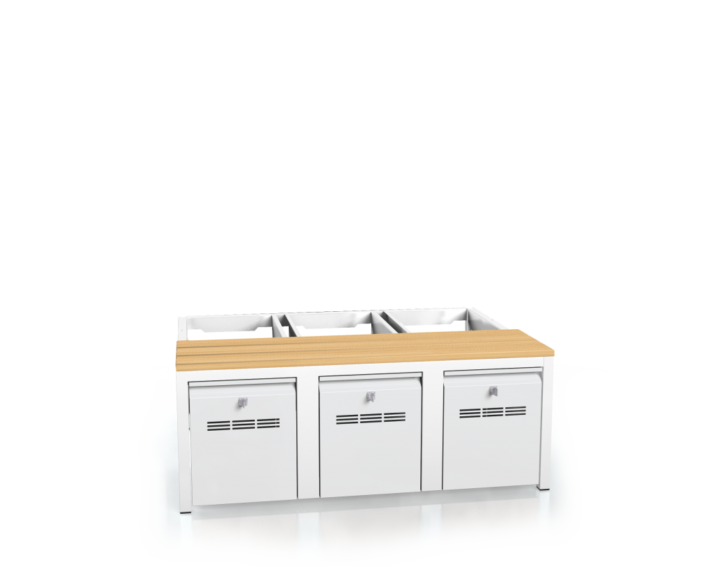 Vorbänk mit Buchenlatten - mit Schubladen für das Schuhwerk 375 x 1050 x 800